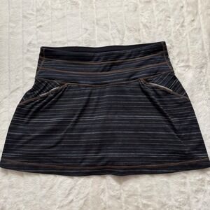 Athleta Black Striped Skort Skirt with Built-In Shorts Activewear Size S